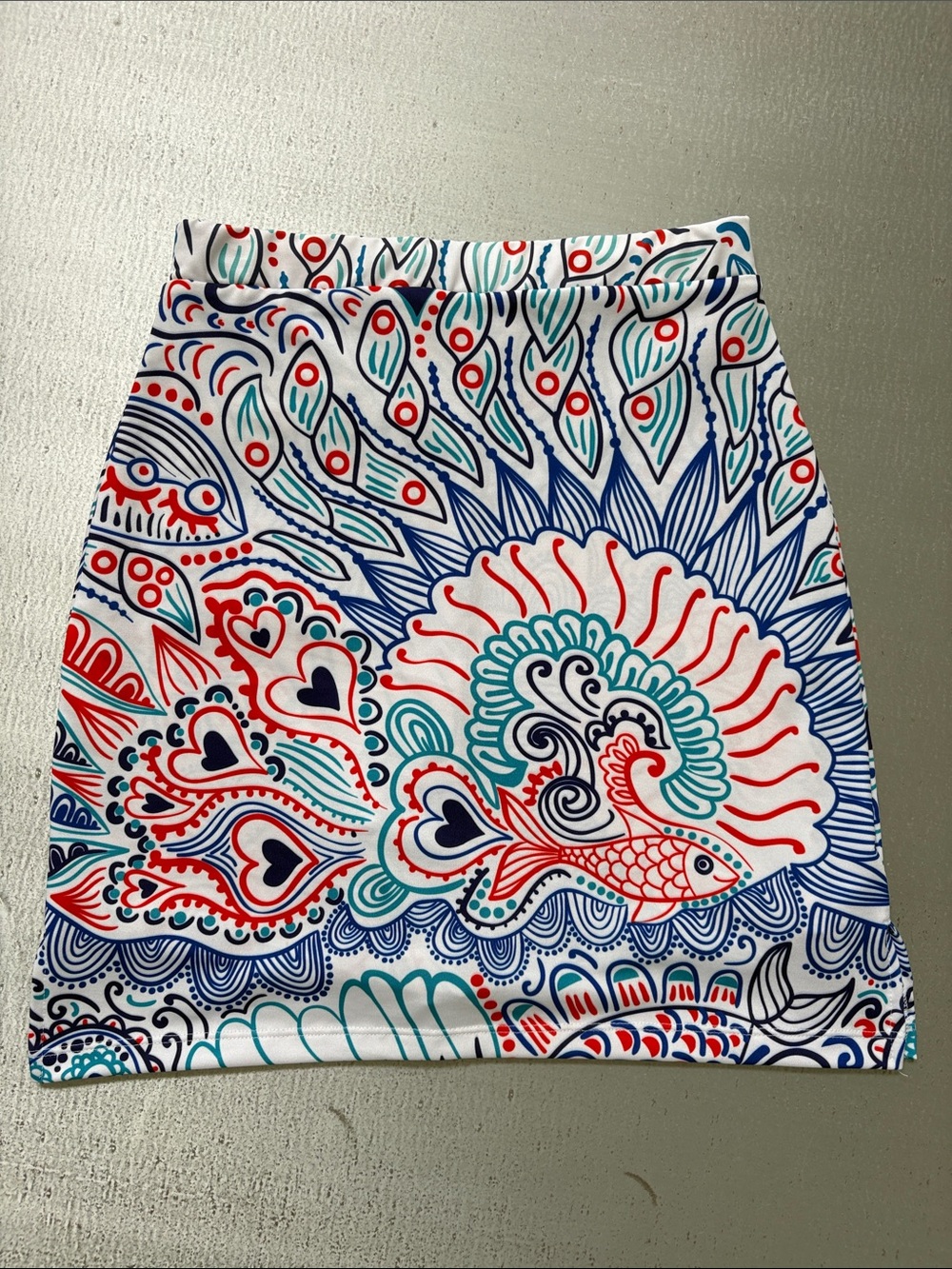 White Multi-Color Printed Mini Skirt